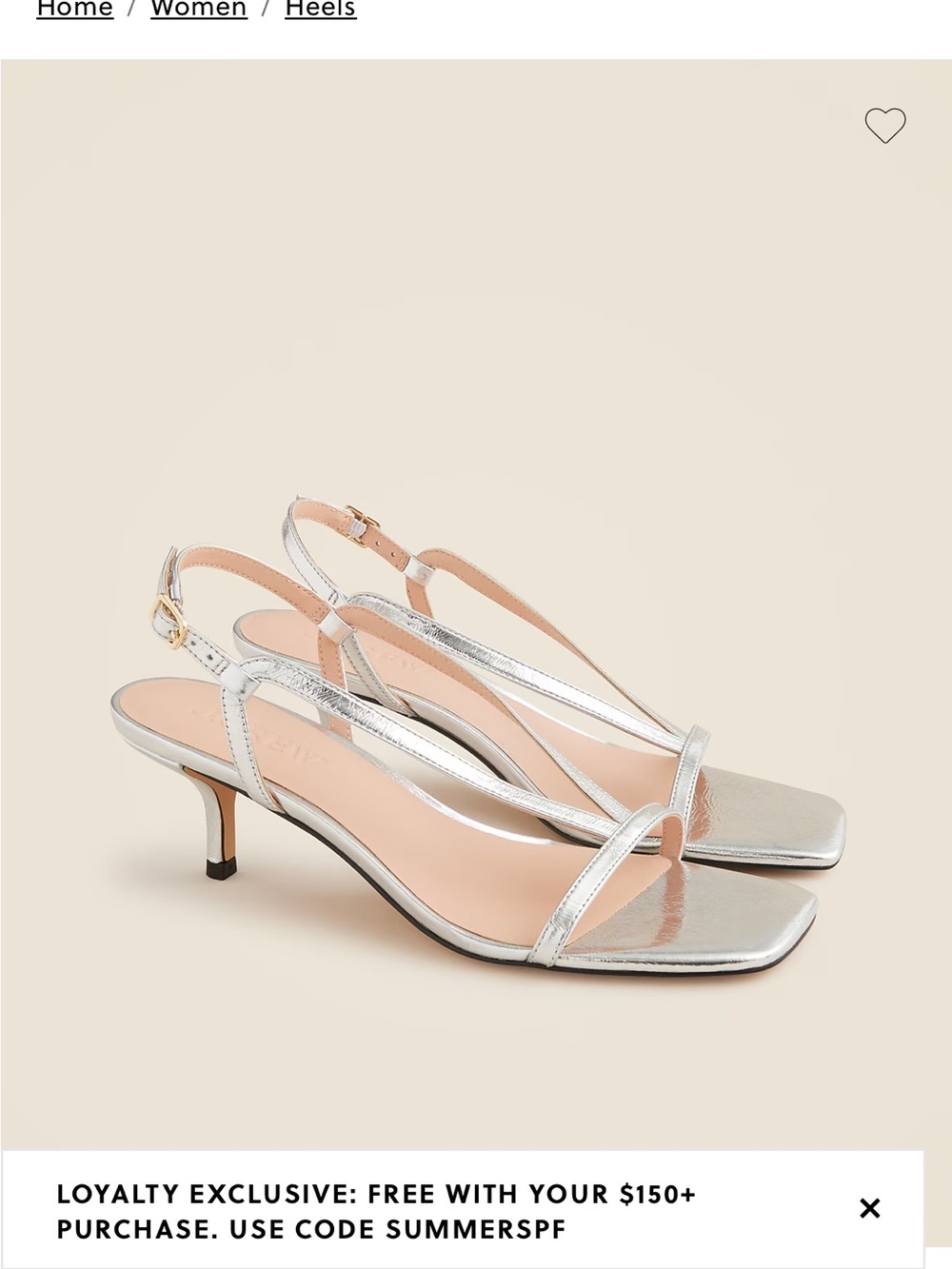 Krista slingback kitten-heel sandals in metallic leather